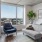 a living room with a large window